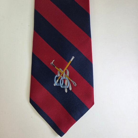 Vintage Dayton's For Men Repp Tie Polo Club Equestrian Navy Red Stripes 4" Wide - Picture 2 of 8